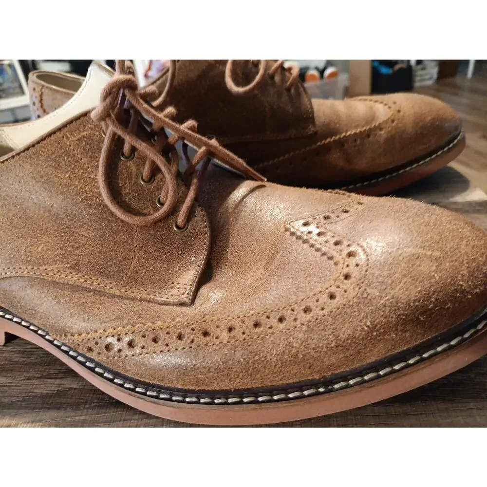 Cole Haan 5713141 Dress Wingtip Oxford Shoes Brown Tan Leather Men's Size 10.5W